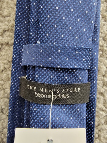 The Men's Store at Bloomingdale's Silk Dot Tie Men's One Size Navy Blue - Picture 14 of 15