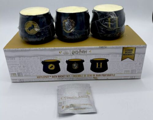 RARE Charmed Aroma Harry Potter Hufflepuff Bath Bucket Bath Bomb Set W/ Charms