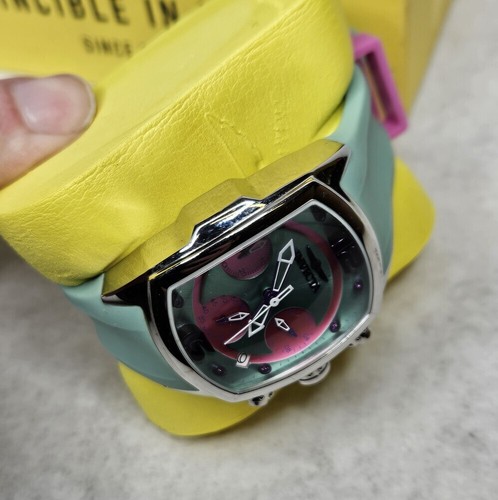 Invicta Puppy Edition Very Rare 36mm Woman's Watch 36968 Pink & Teal Blue w Box - Picture 7 of 9