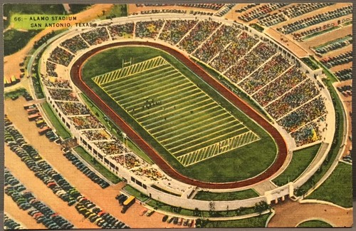 San Antonio Texas ~ Alamo Stadium ~ Football Sports ~ Linen Postcard  - Picture 1 of 2
