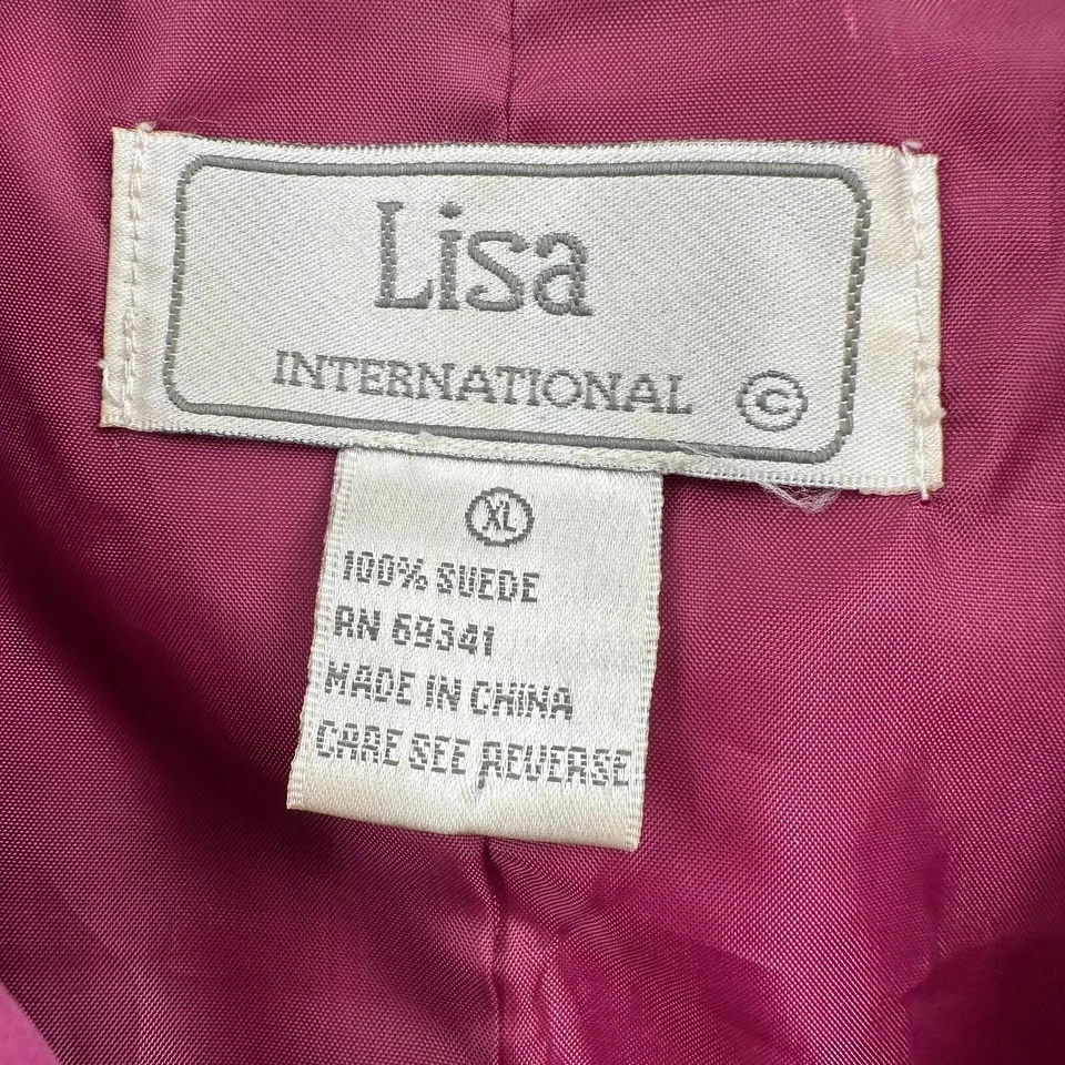 Chaqueta de gamuza rosa Lisa International para mujer talla XL boho hippie cremallera retro DEFECTUOSA Foto 4 de 4