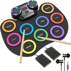 Batería electrónica portátil con 9 almohadillas y luces LED, Bluetooth. neuvo.