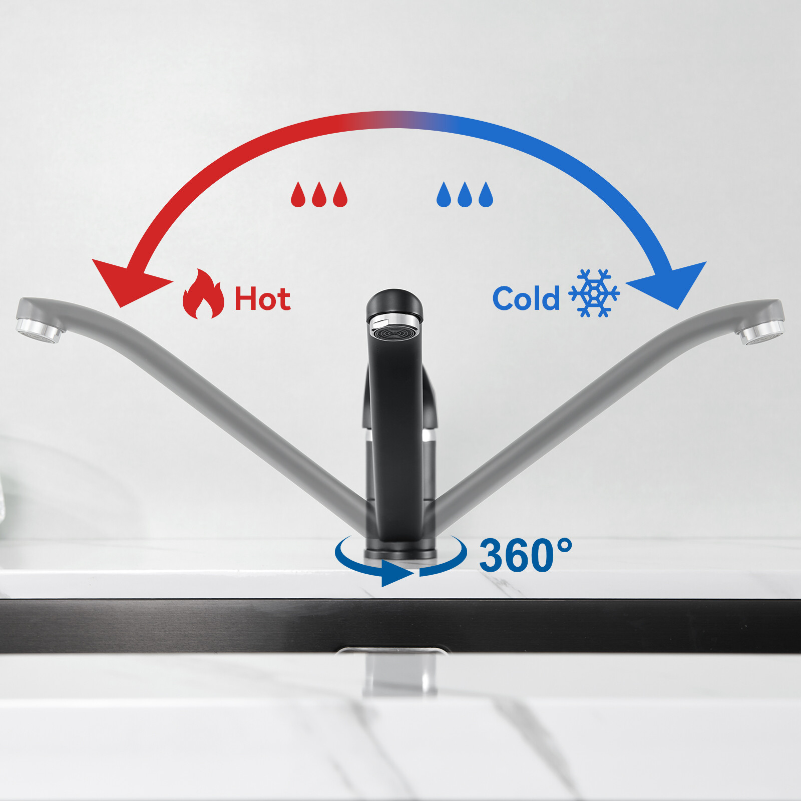 Küchenarmatur Wasserhahn Küche 360 Edelstahl Spültischarmatur Mischbatterie