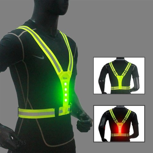 Adjustable Night Running Vest Sports Vest for Night Warning Work Fishing - Picture 4 of 16
