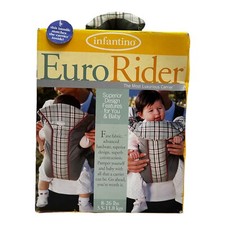 Infantino Euro Rider Baby Carrier Padded Head Support Holds Sage Plaid 8-26 lbs