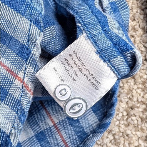 Weatherproof Vintage Flannel Shirt Blue Plaid Button Down Long Sleeve M - Picture 4 of 6