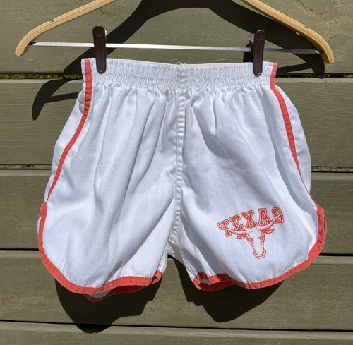 Pantaloncini palestra vintage anni 70 80 University of Texas Longhorn elastico in vita (vedi difetti - Foto 1 di 13