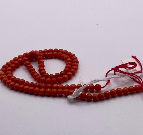 Natural red coral STRAND, beads 4.33mm - Picture 2 of 4