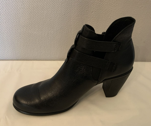 ECCO Ankle Boots - Black Leather-Double Buckle Straps-Block Heel-UK 6.5/7 EU 40 - Picture 8 of 10
