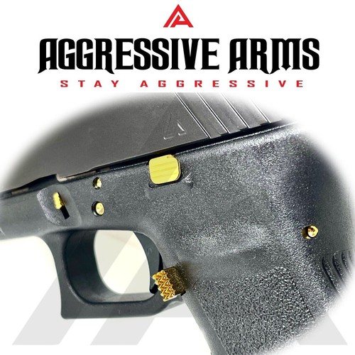 AGGRESSIVE ARMS SHINY GOLD SLIDE LOCK TAKE DOWN RELEASE GL0CK GEN 1 2 3 4 5 - 19 - Picture 2 of 6