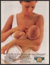 Pampers 1980s Print Advertisement Ad 1983 Diapers Mom Nursing Baby