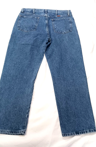 RUSTLER MENS SIZE 36X29 BLUE REGULAR FIT STRAIGHT LEG 100% COTTON DENIM JEANS - Picture 11 of 13