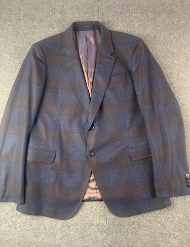 Armani Collezioni Mens 100% Wool Sport Windowpane Blazer Size 44 Navy/Burgundy - Foto 1 di 13