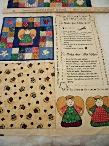Little Quilts Prim Patchwork Country Angel Fabri-Quilt Fabric Panel Vintage   - Picture 2 of 5
