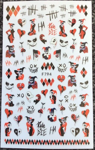 Halloween Nail Art Stickers, Blood, Skulls, Joker, Harlequin - Picture 8 of 11