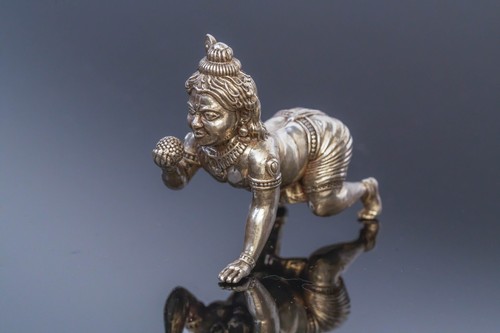 Silver Gopal murti 2 Inch ,deity Gopal ,Hare Krishna, Spiritual things, Holy - Picture 6 of 21
