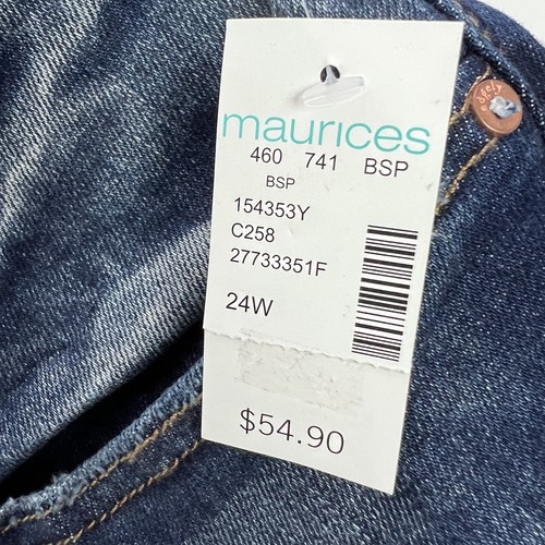 Pantalones Cortos de Jean MAURICES Para Mujer Azul Talla 24W Tiro Alto Bolsillos Elastizados Envejecidos - Imagen 6 de 12