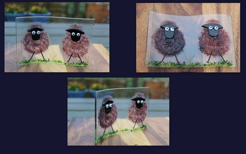 colourful naughty sheep in fused glass. They're freestanding, fun sun catchers - Picture 8 of 73