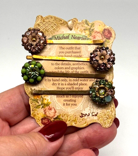 Lovely Michal Negrin Four Hairpins Crystals Jewelry Israel #25# - Picture 4 of 11