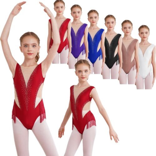 DE Mädchen Glitzer Ballettanzug Turnanzug Ballett Trikot Ballettkleid Bekleidung