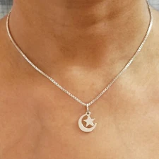 Sterling Silver Crescent and Star Pendant handmade, symbol of Islam, gift item