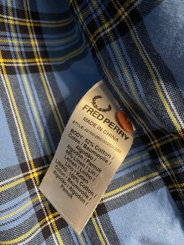Ladies Blue Fred Perry Harrington Jacket Size 14 With Checked Inner Lining - Picture 5 of 8