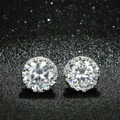 1/4ct Created Diamond Star Earrings 14K Solid Yellow Gold Studs Round-Cut VVS1 1/4ct Created Diamond Star Earrings 14K Solid Yellow Gold Studs Round-Cut VVS1