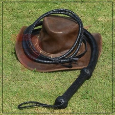 Genuine Cowhide Leather Bullwhip 08 Feet Long Black 12 Plaits Heavy Duty Whip