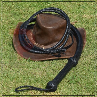 8FT Real Cowhide Leather Bullwhip Handmade 12 Plait Black Heavy Duty Whip