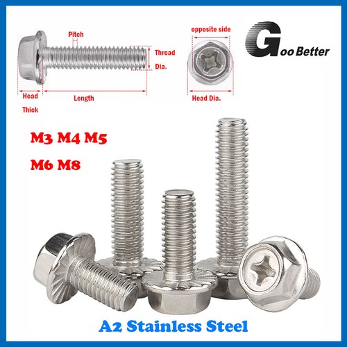 Viti Phillips testa esagonale seghettata 304(A2) acciaio inox M3 M4 M5 M6 M8 - Foto 1 di 5