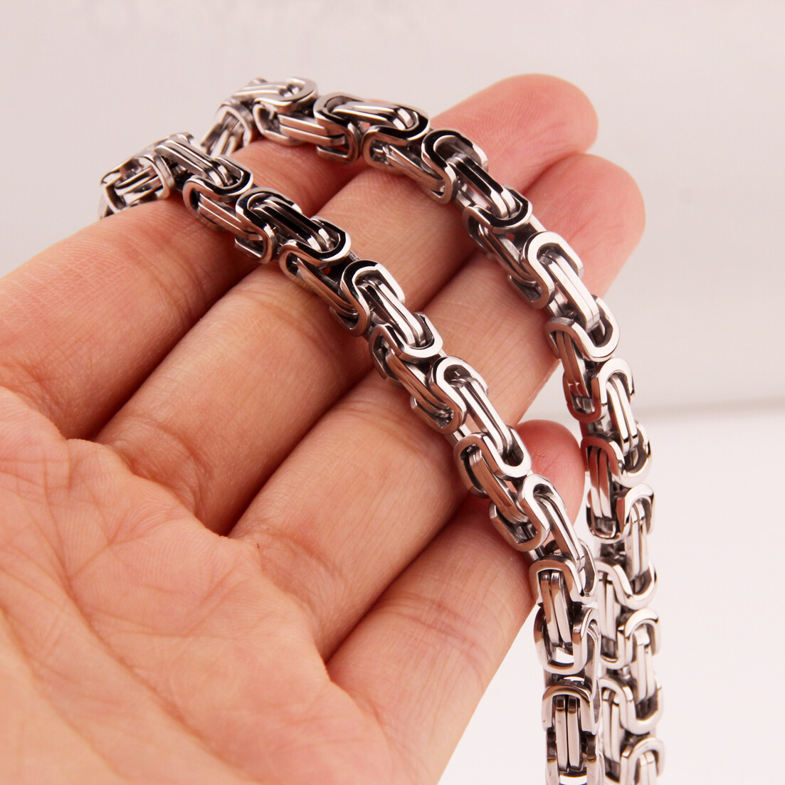 4mm Stainless Steel Byzantine Link Chain Necklace For Men Women