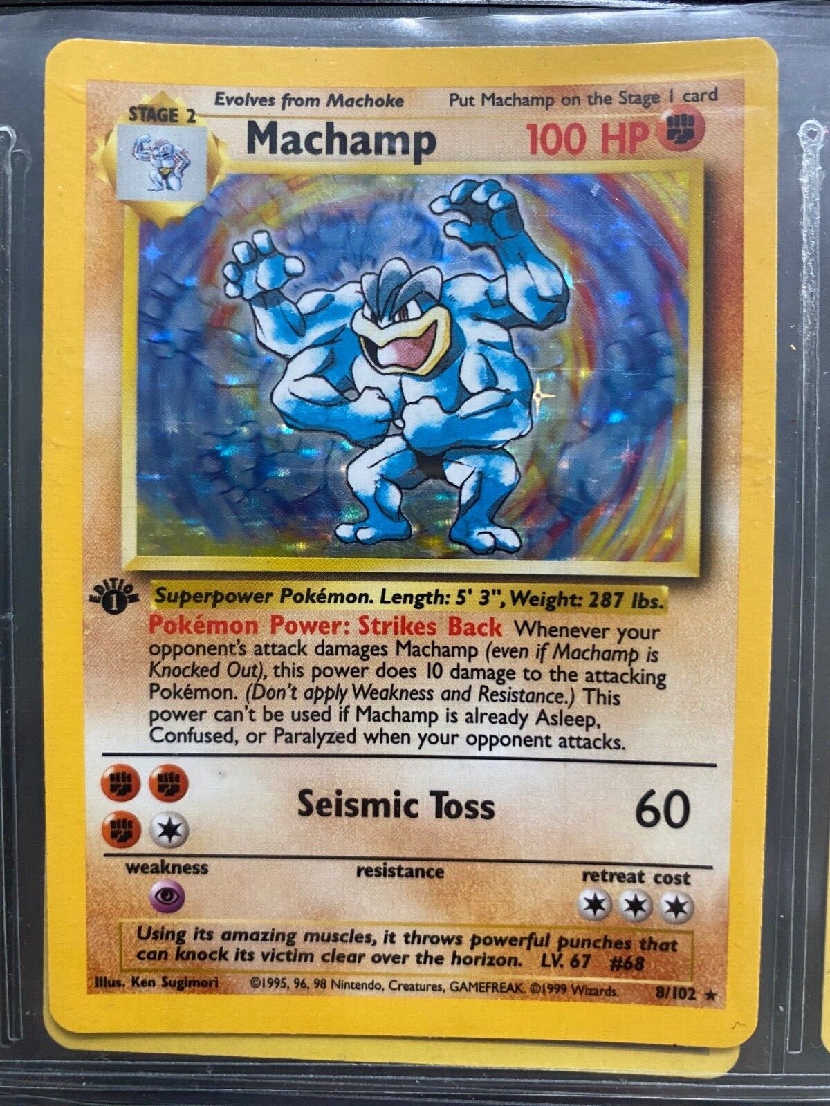 1995 MACHAMP 1ST EDITION RARE HOLO FOIL MACHAMP POKEMON CARD MINT