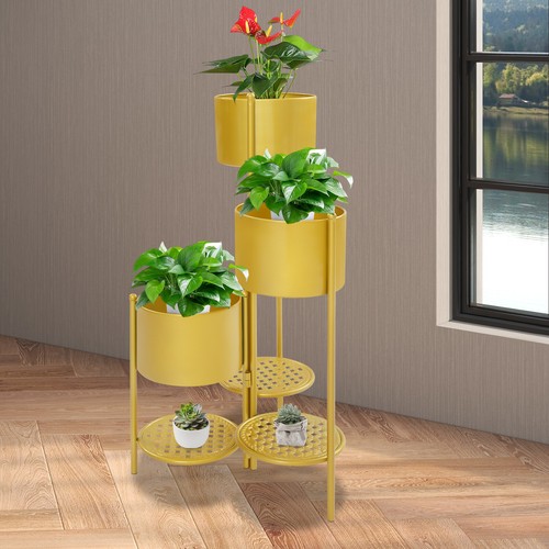 Free Standing Corner Plant Stand Flower Pot Stand Ladder Plant Stand Gold - Picture 4 of 18