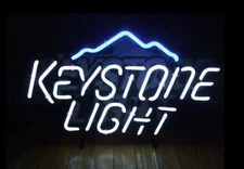 Keystone Light Beer Neon Sign 19"x15" Glass Beer Bar Pub Man Cave Wall Deocr