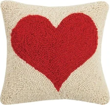 Peking Handicraft 30GY184C10SQ Red Heart Hook Pillow, 10-inch Square