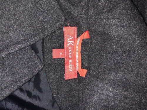Ann Klein Women's Medium Classic Black Wool Blend Pea Coat - Picture 2 of 2