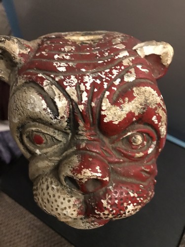 Vintage Chalkware Bulldog Bank 13" Tall Untouched Original w/Damage Bull Dog - Picture 6 of 24