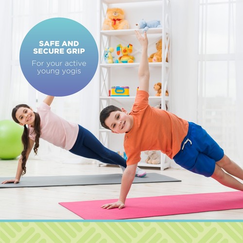 Estera de yoga pegajosa para niños - 3 mm de grosor (60”L x 24”W) alfombrilla de piso plegable ecológica para gimnasio - Imagen 65 de 140