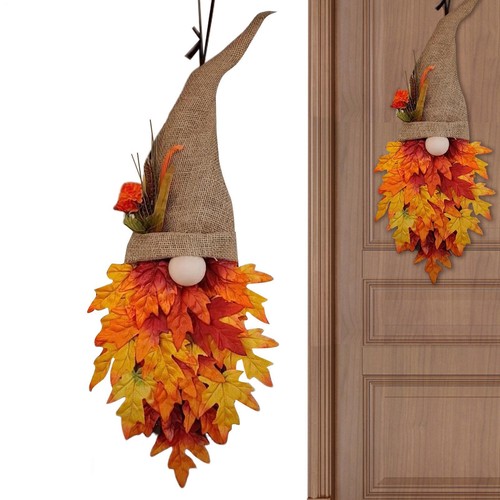 Fall Wreaths For Front Door Gnome Maples Leaf Wreath Thanksgiving Decoration
