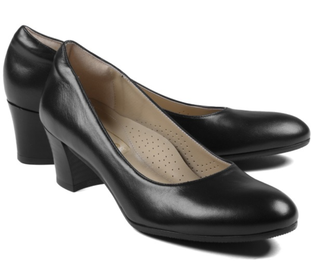 Women's Shoe Court 'Leather With Heel Black ISACCO French Maid Receptionist eBay