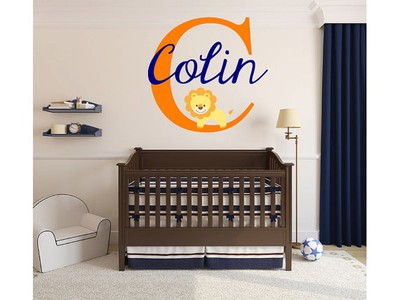 Baby Lion Name Monogram Nursery Room Vinyl Wall Decal Graphics 22 Tall - Lion Wall Sticker With Name Baby Lion Name Monogram Nursery Room Vinyl Wall Decal Graphics 22 Tall - Lion Wall Sticker With Name