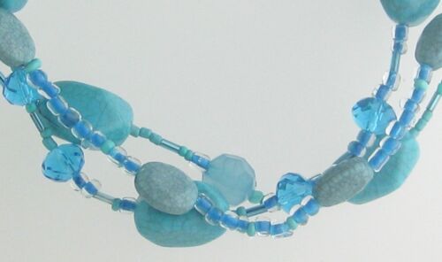 Neu 18" Halskette Ohrring Set mit türkisfarbenen Glas- & Acrylperlen #N2353 - Bild 2 von 2