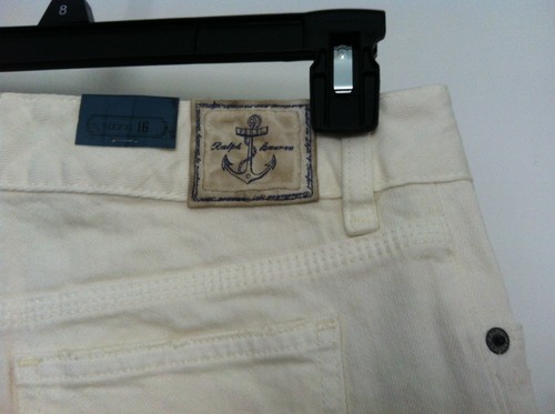 Ralph Lauren Girls Shorts~Off White Denim~Flat Front~Side Lace Inset~Sz 14~NWT - Picture 7 of 7