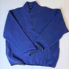 Vintage Eddie Bauer EBTek Mens Polartec Fleece 1/4 Button Pullover Blue Size XL