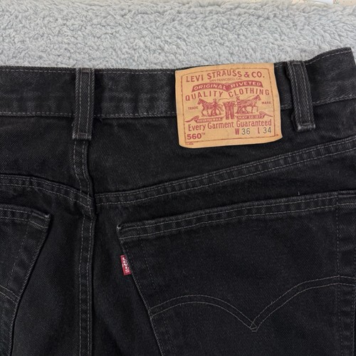Vintage Levi’s 560 Jeans Herren 36x34 Schwarz Denim Loose Fit Tapered Leg 90s Grunge - Bild 9 von 13