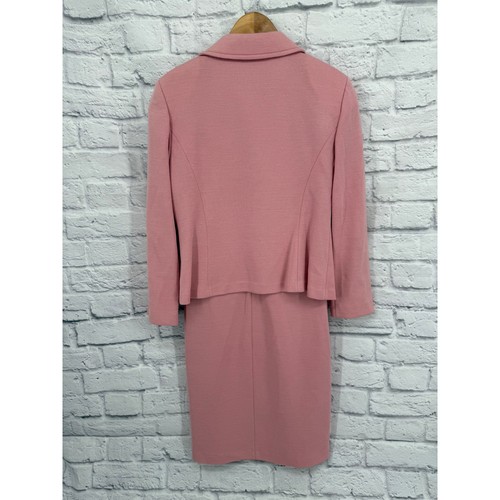 Conjunto de Vestido y Chaqueta ST John Tejido Rosa 2 Piezas Talla 8 Mezcla de Lana Clásico LEER - Imagen 4 de 16