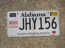 2020 Alabama Bicentennial License Plate AL 200 Years JHY 156