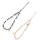  2 Stück Handykette mit Fünf-Sterne-Anhänger und Perlen, rutschfeste