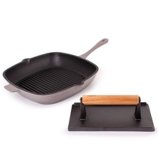 BergHOFF Neo 2pc Cast Iron 11" Grill Pan with Steak Press,