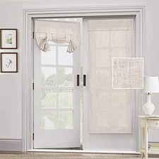 Linen Blended Door Curtain - Semi Sheer French Door Curtain Light 1 Natural